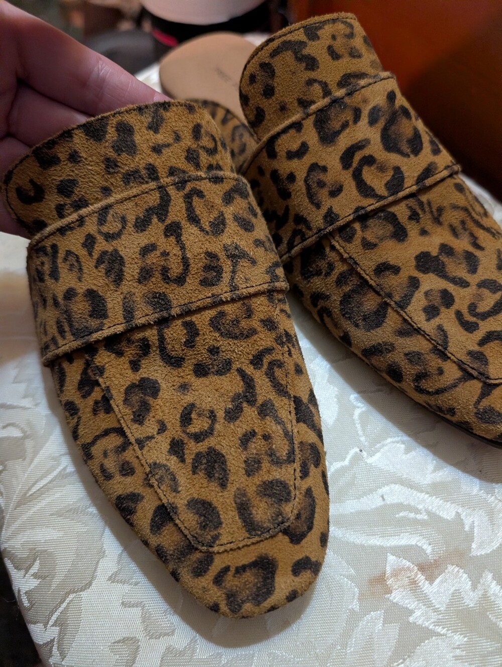 Free People -Leopard Print Suede Slip-On Mules